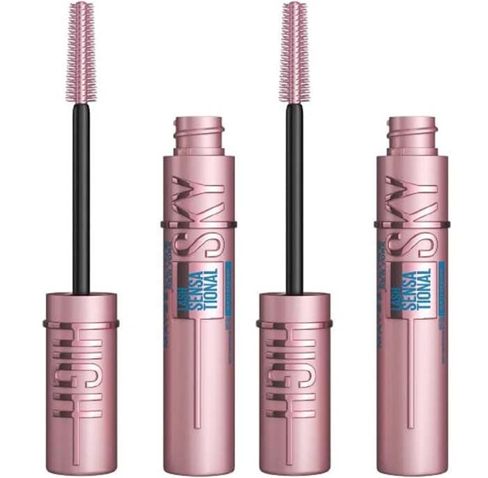Maybelline New York, Máscara de pestanas Lash Sensational Sky High Waterproof, comprimento sem limites e volume refinado, resistente à água, 2 unidades