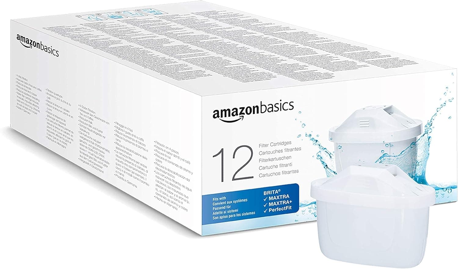 Amazon Basics Cartuchos de filtro de água, adequados e compatíveis com todos os frascos PerfectFit e Frascos, embalagem de 12