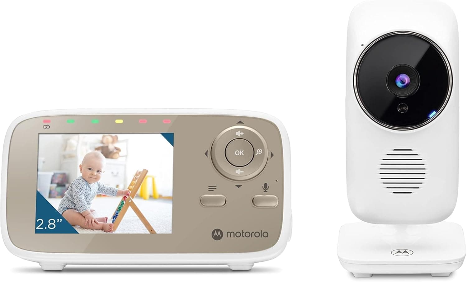 Motorola Nursery VM483 Videomonitores para bebés, unidade para pais de 2,8 polegadas, infravermelhos, zoom digital, função Talk-Back, branco