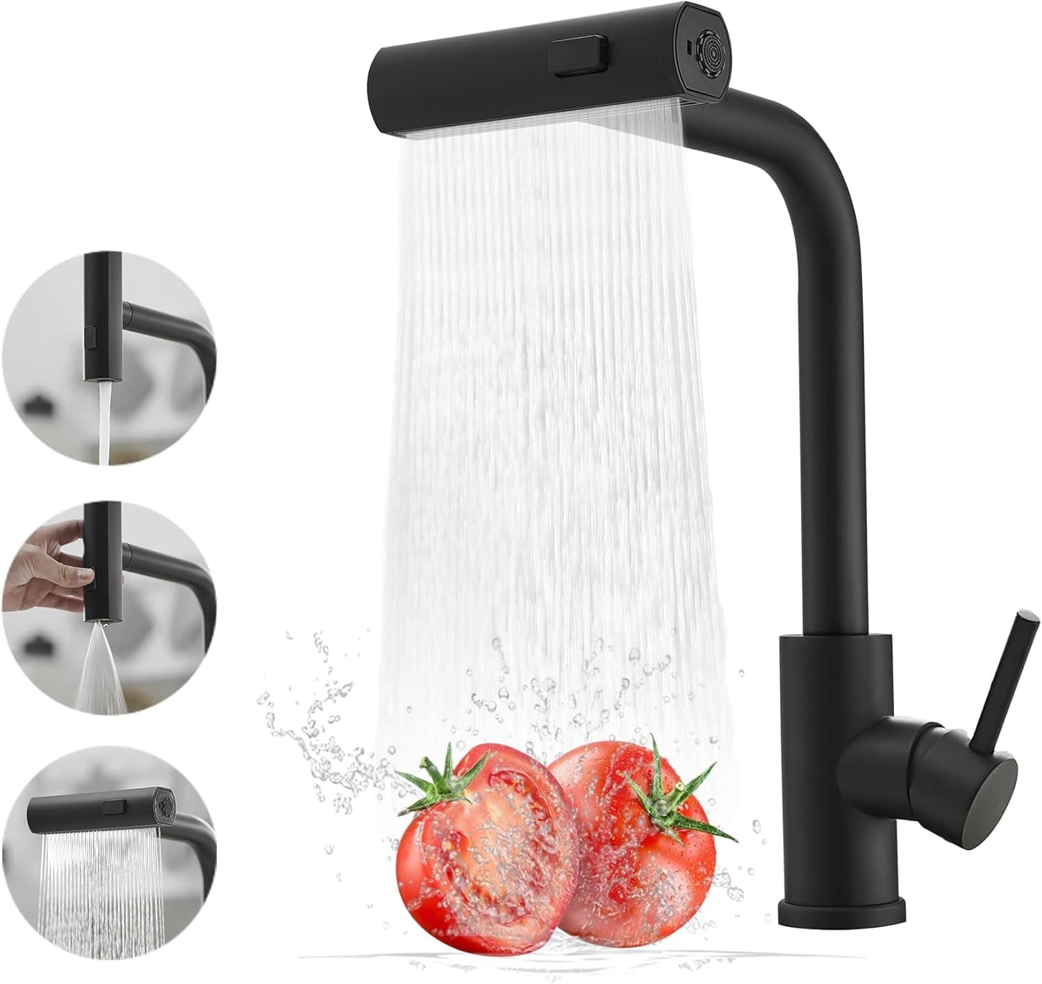 Torneira de cozinha removível, torneira de cozinha lava-louça com chuveiro de 3 modos de pulverização rotativa a 360°, torneira, cozinha, monocomando, flexível, quente e fria, água, aço inoxidável 