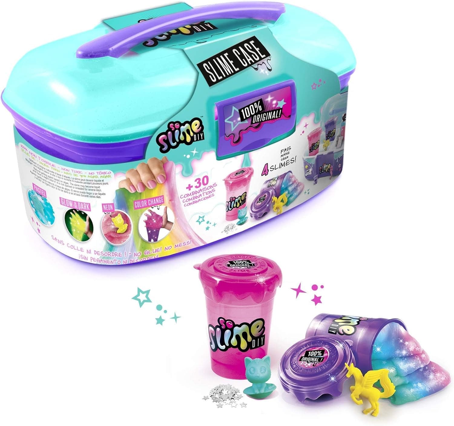 Canal Toys So Slime Case | Mala de slime para crianças com 4 tipos de slime, decorações e figuras