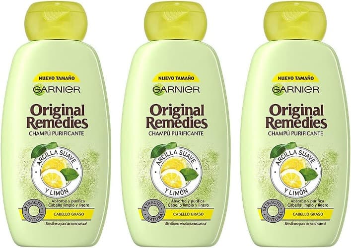 Garnier Original Remedies | Champô para cabelo oleoso com argila e limão 300 ml x 3