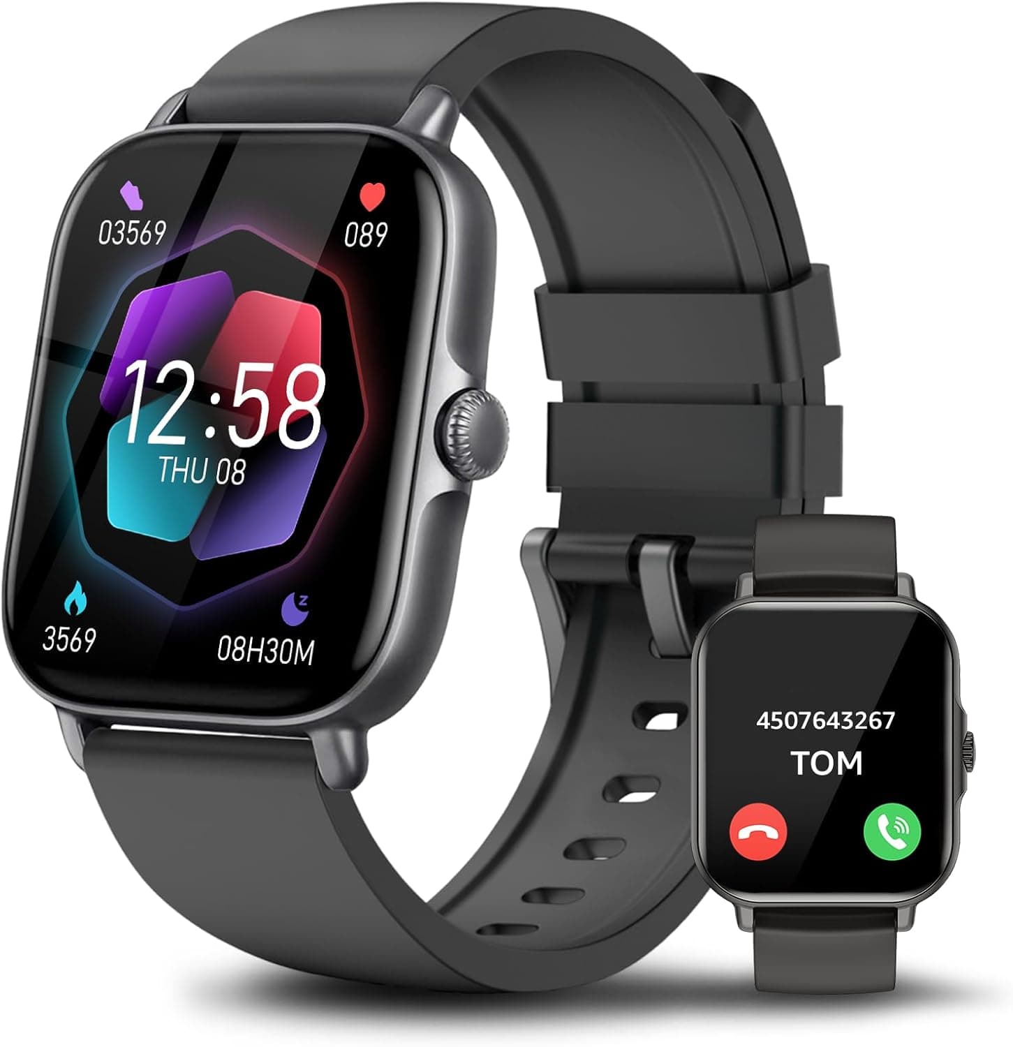 ASWEE Relógio inteligente mulher homem com chamadas Bluetooth, 1,85'' Smartwatch com pulsómetro, SpO2 Pedómetro, monitor de sonho, 100 modos desportivos impermeável relógio inteligente para Android
