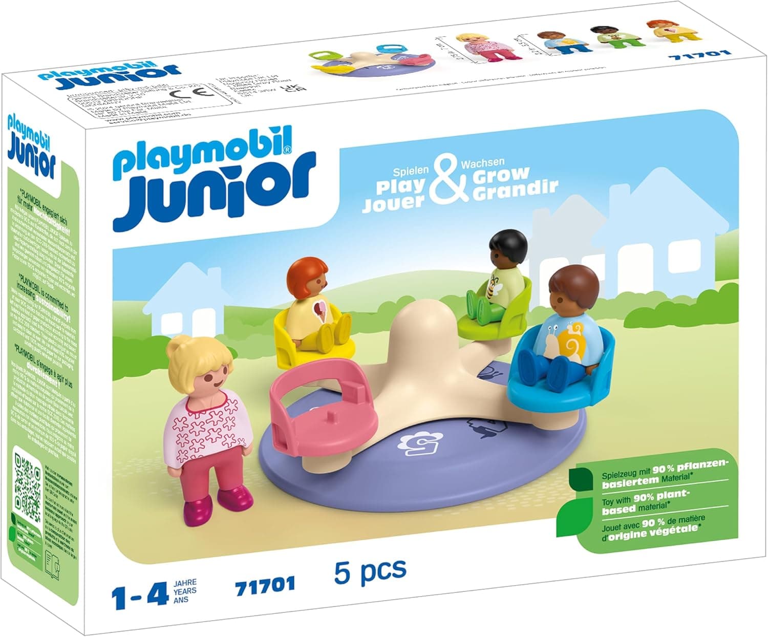 PLAYMOBIL Carrossel júnior 71701, inclui assentos giratórios, brinquedo sustentável feito de plásticos à base de plantas, brinquedos para crianças a partir de 1 ano