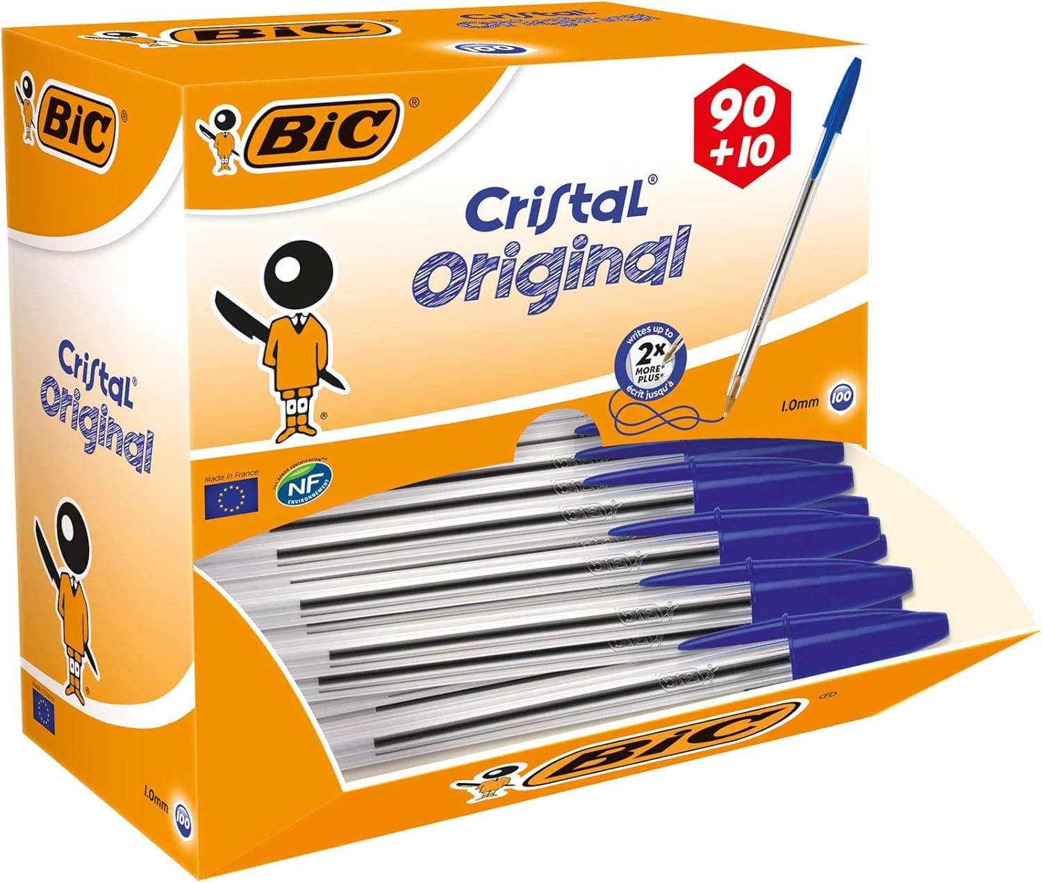 BIC Cristal Original | Caixa com 100 esferográficas de ponta média azul
