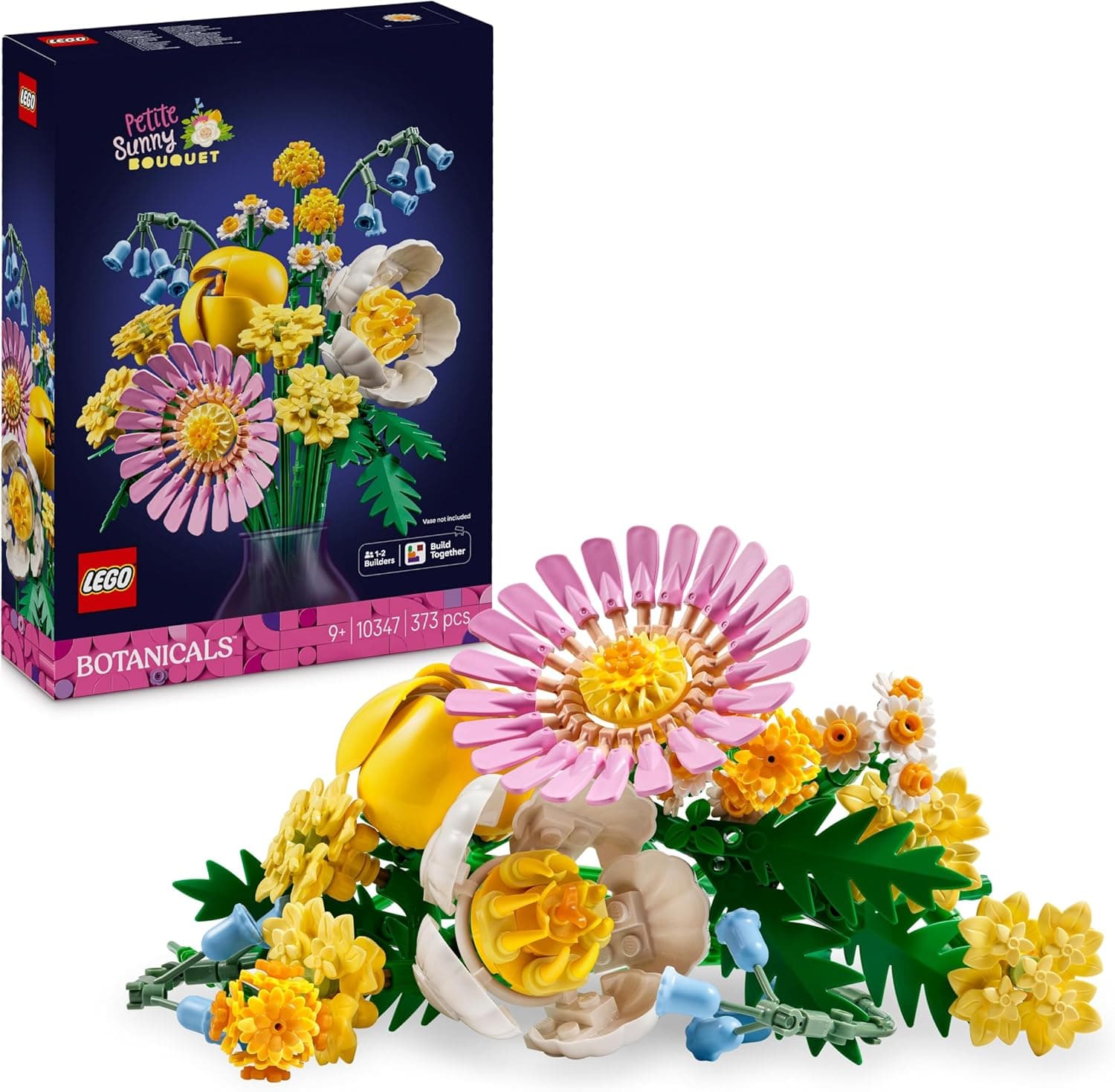 LEGO Botanicals Ramo de flores artificiais com margaridas e tulipas de brinquedo, decoração floral para secretária, presente para meninas de 9 anos, adolescentes e mulheres 10347