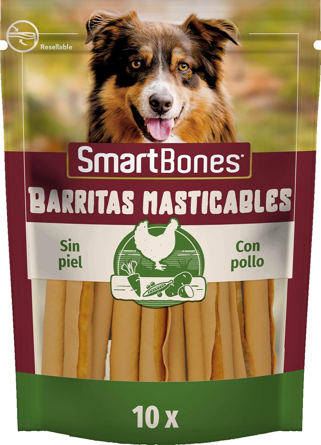 SmartBones Frango barras mastigáveis para cães, 10 peças