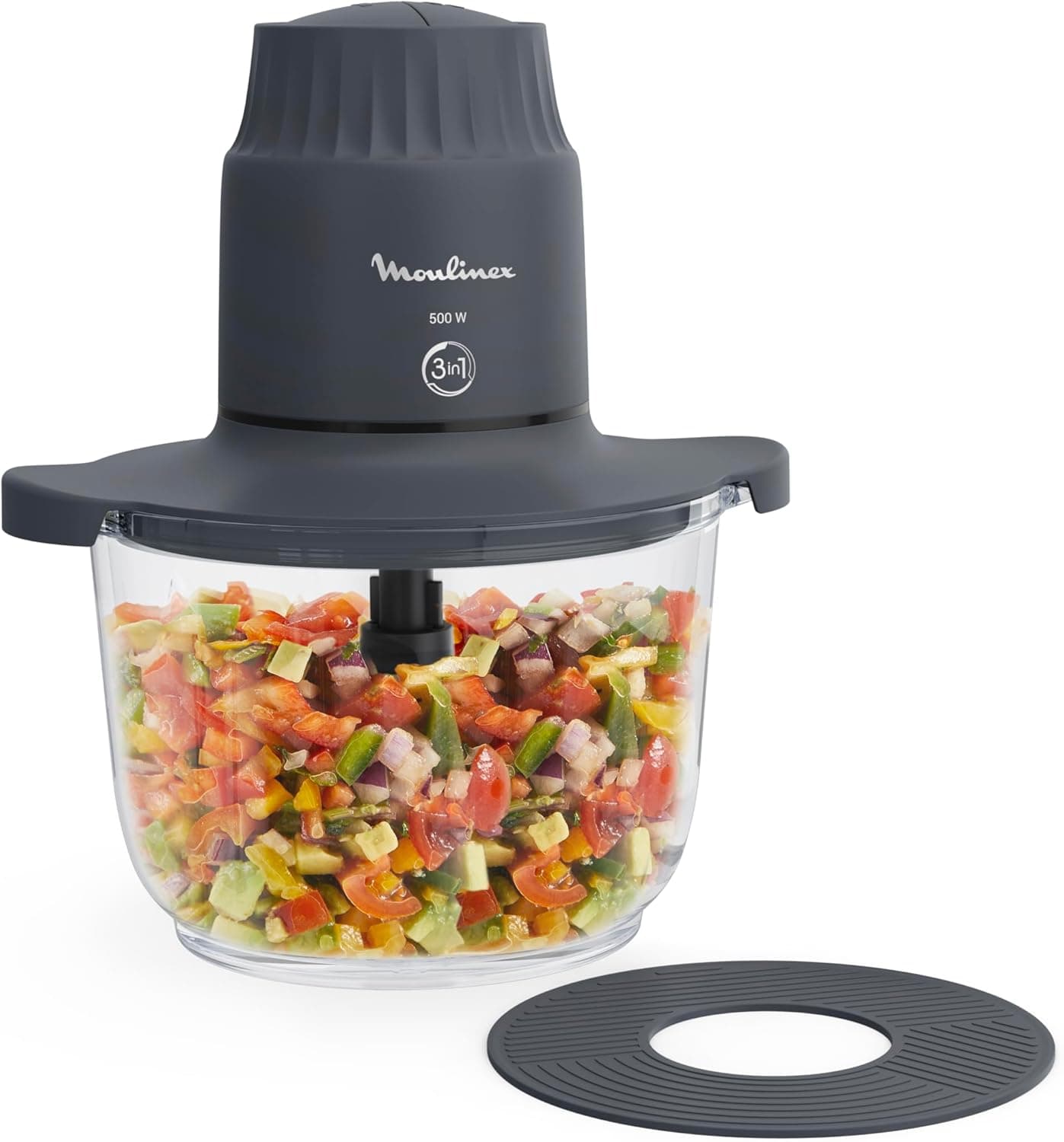Moulinex Choppeu, picadora com copo de vidro, 1 L de capacidade útil, vidro de borosilicato, 2 velocidades, cor Java Pepper, DJ602110