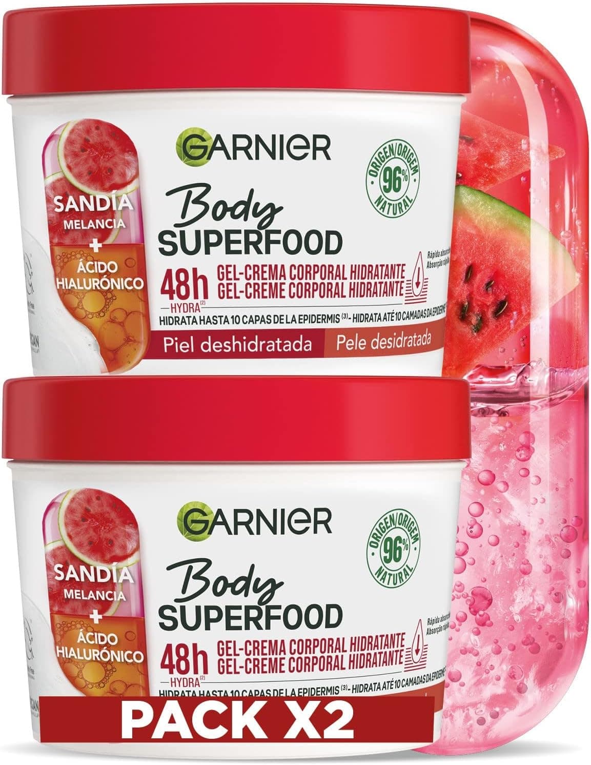 GARNIER Body Food, Hidratação, Melancia, 380 ml x 2
