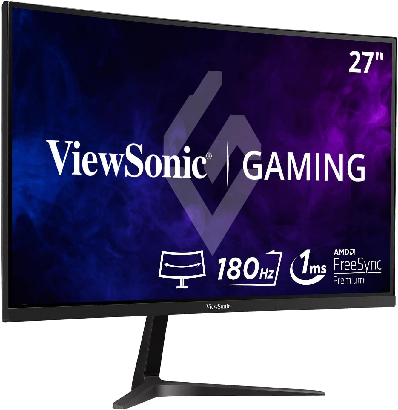 ViewSonic Monitor curvo VX2718-2KPC-MHD de 27", 2K, painel VA, 165 Hz, MPRT de 1 ms, sincronização adaptativa, 2 HDMI, DisplayPort, colunas