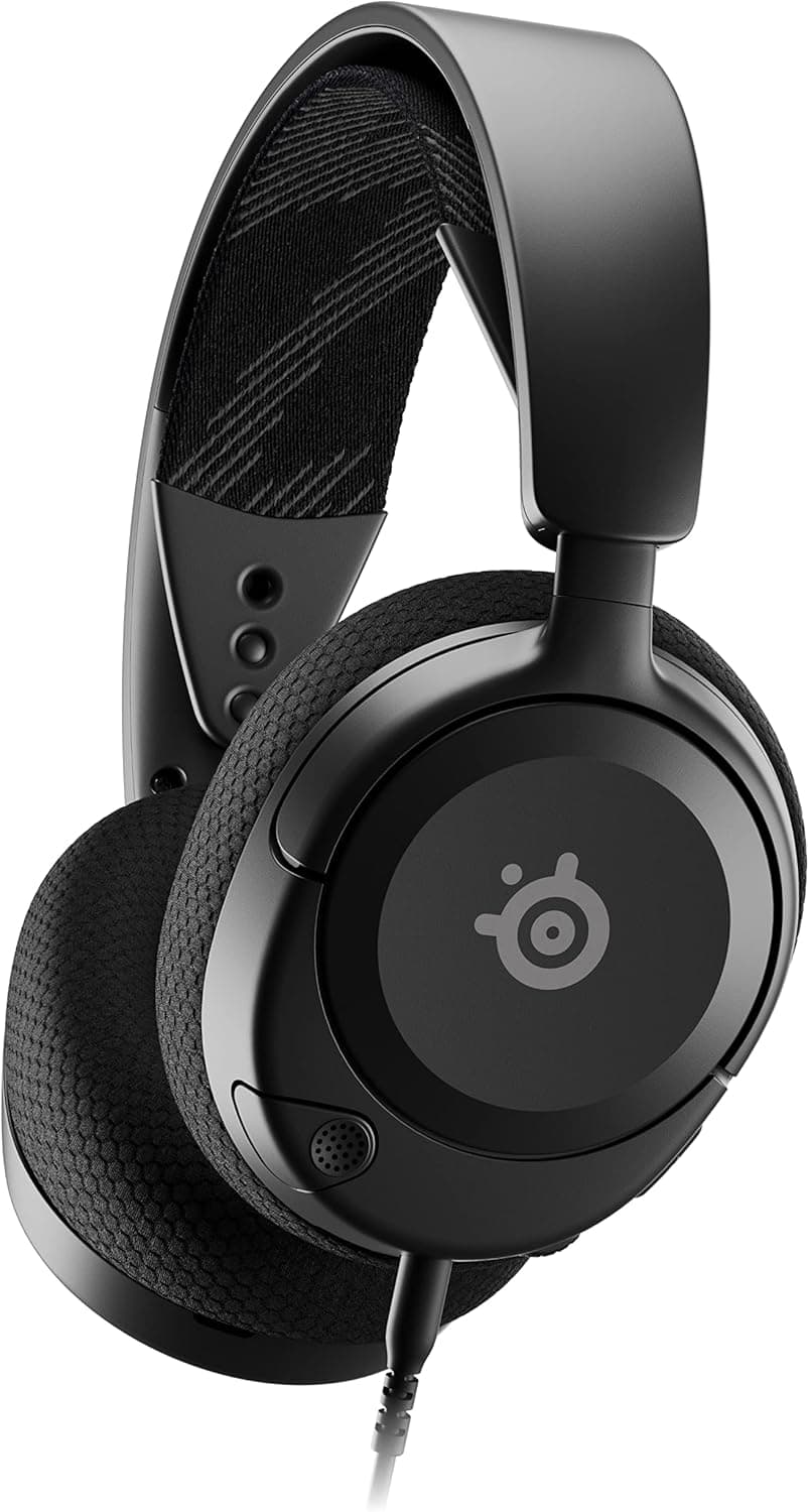 SteelSeries Arctis Nova 1 Capacetes de jogo com cabo multisistema, controladores Hi-Fi, áudio espacial de 360°, almofadas de espuma com memória, ultraleves, PC, PS5, PS4, Xbox - preto