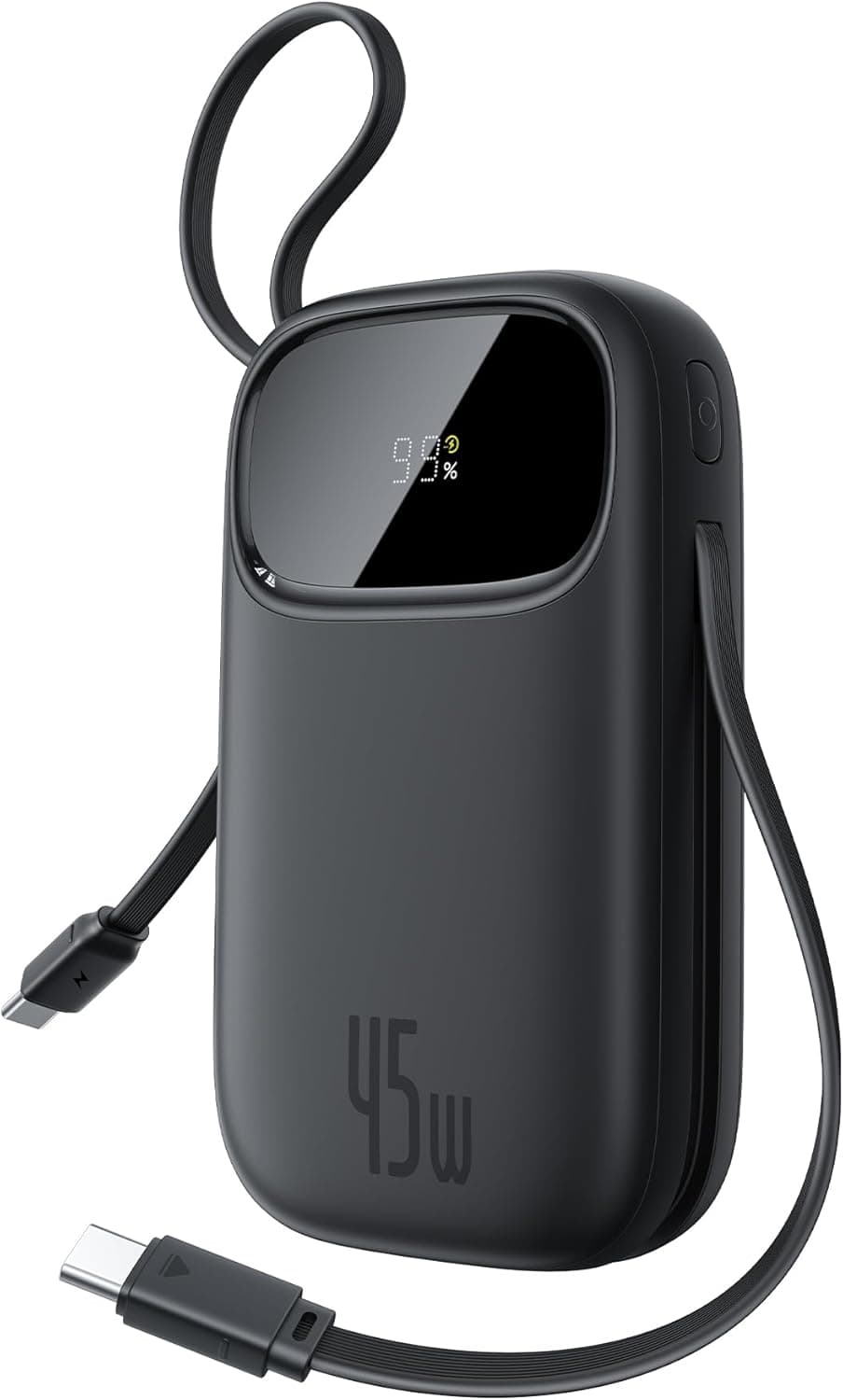 Baseus Powerbank 45 W 20000 mAh com 2 cabos USB-C integrados, Power Bank PD3,0 QC4,0 baterias externas carregamento rápido, 3 C 1 A, carregador portátil para iPhone 16/15/14 Pro Max, Samsung, Nova