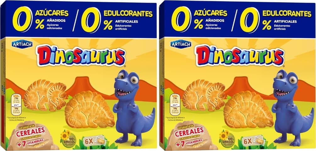 Artiach Dinosaurus 0% | Bolachas cereais sem açúcares adicionados, 185 g