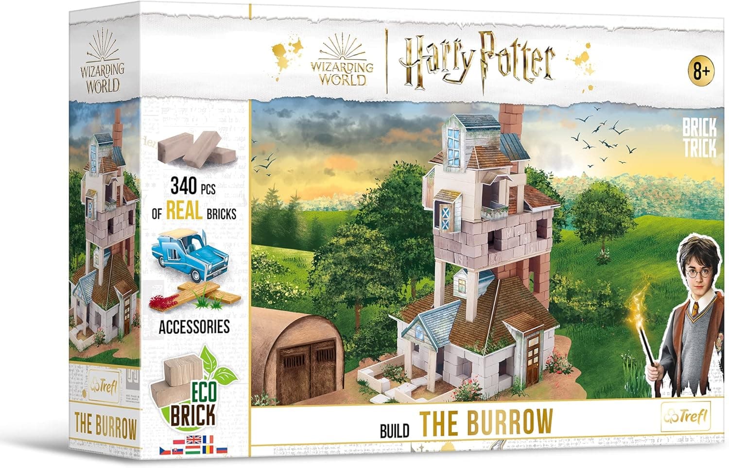 Brick Trick Trefl Harry Potter - The w - Construído com tijolos, The w - Casa Weasley, tijolos EKO, 340 tijolos, reutilizáveis, conjunto criativo para crianças a partir de 8 anos