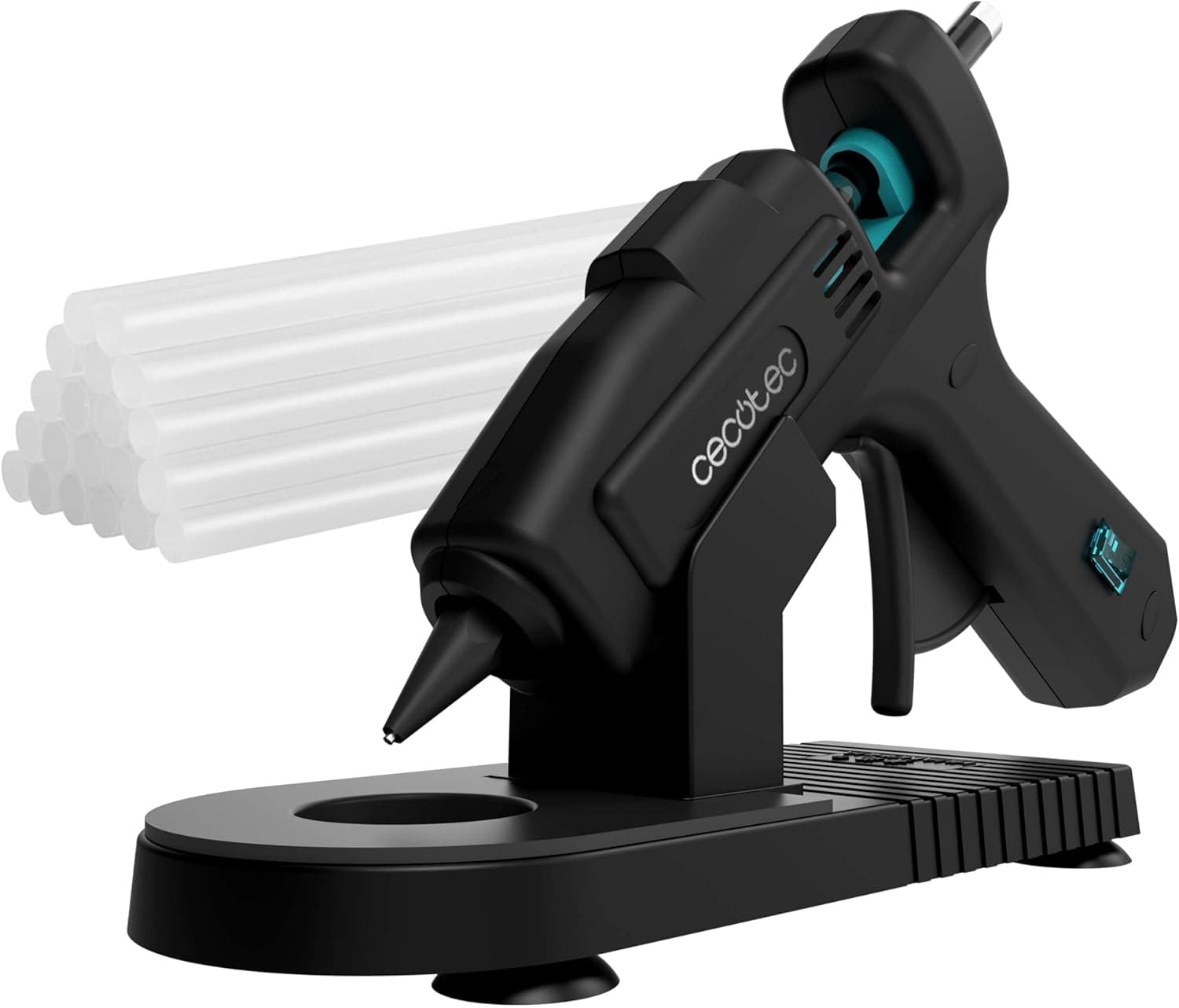 Cecotec Pistola de silicone quente com base protetora Perfect Fix 100 Pro. 100 W, aquecimento ultra-rápido, inclui 80 barras de 11 mm de diâmetro de cola transparente, até 180 ºC
