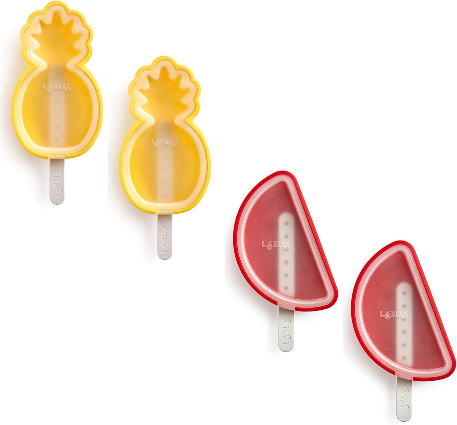 Lékué | Conjunto de 4 moldes para gelados em silicone formato fruta tropical multicolor