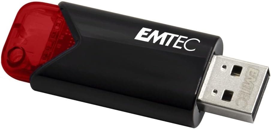 Emtec ECMMD256GB113 Memória USB 3.0 (3.2) Click Easy B110, memória flash de 256 GB, armazenamento externo, leitura de 20 MB/S, escrita 10 MB/S, clique fácil, 21 x 57 x 12 mm. Vermelho