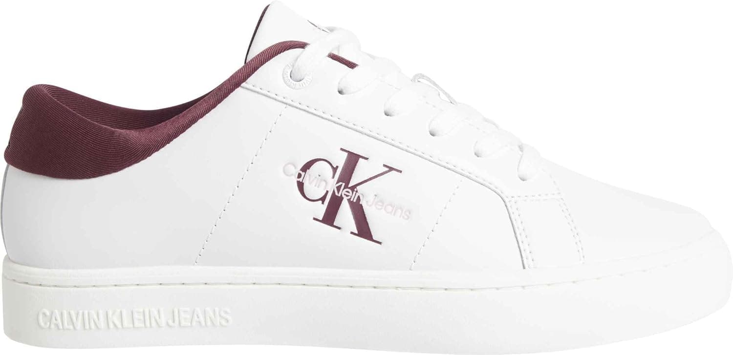 Calvin Klein Sneaker de sola de mulher Classic Cupsole Low Lace Up Leather calçado
