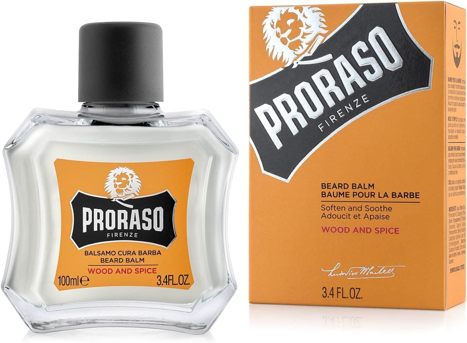 Proraso Bsparadisy Barba, Wood and Spice, 100 ml, bálsamo barba homem amaciador anti-irritações, bálsamo para cuidado facial homem de ação profunda