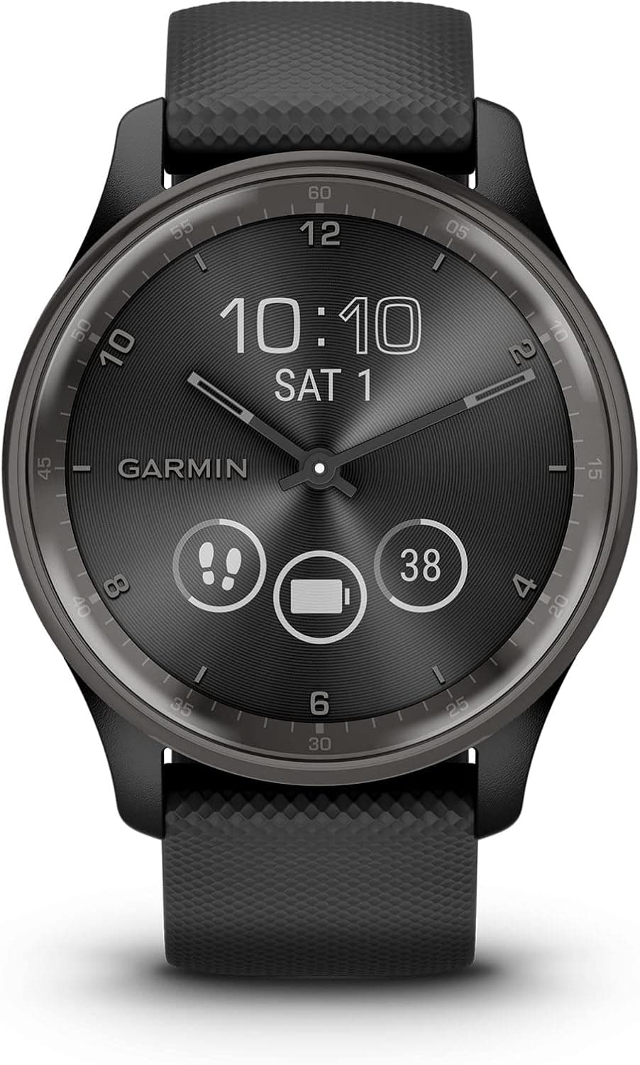 Garmin Vivomove Trend, elegante Smartwatch híbrido de 40 mm, com aspeto analógico sofisticado, moldura de aço inoxidável e funções inteligentes, preto