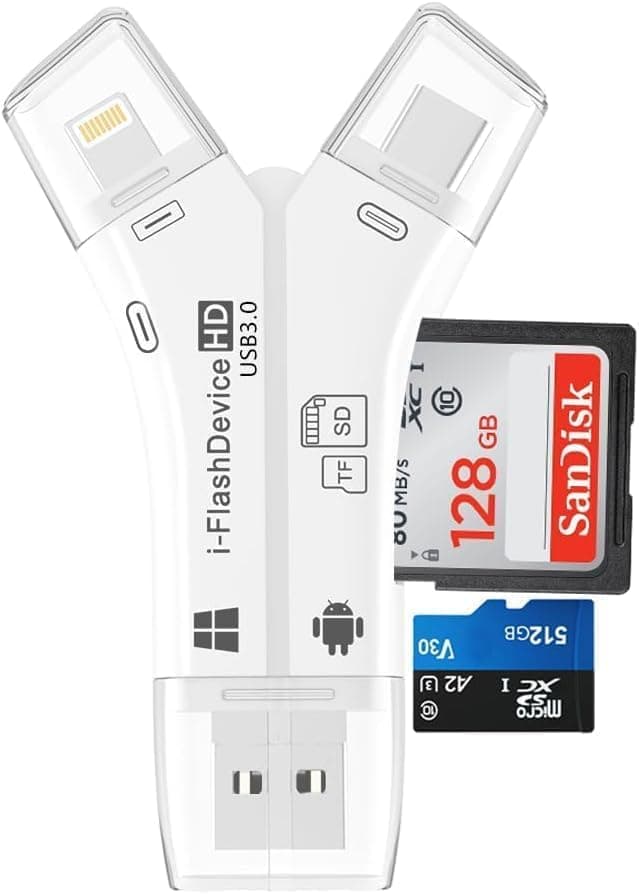 ZOIOT | Leitor de cartões SD e TF para iPhone com leitura simultânea e visualização de fotos e vídeos em iOS