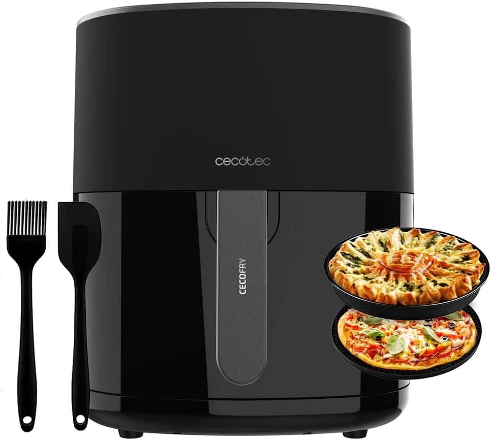 Cecotec Frigideira de ar sem óleo Cecofry Fantastik 5500 Pack de 5,5 l, 1500 W, aço inoxidável, 9 menus, tecnologia Perfect Cook, 80-200 graus C, tempo ajustável, inclui pacotes de acessórios