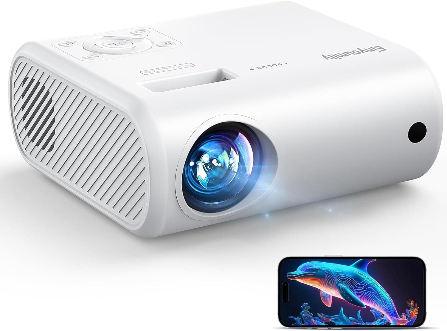 Mini projetor portátil 4K – Smartphone projetor 13000 Lux compatível com espelho de ecrã com fio, compatível com TV Stick/iOS/Android/HDMI