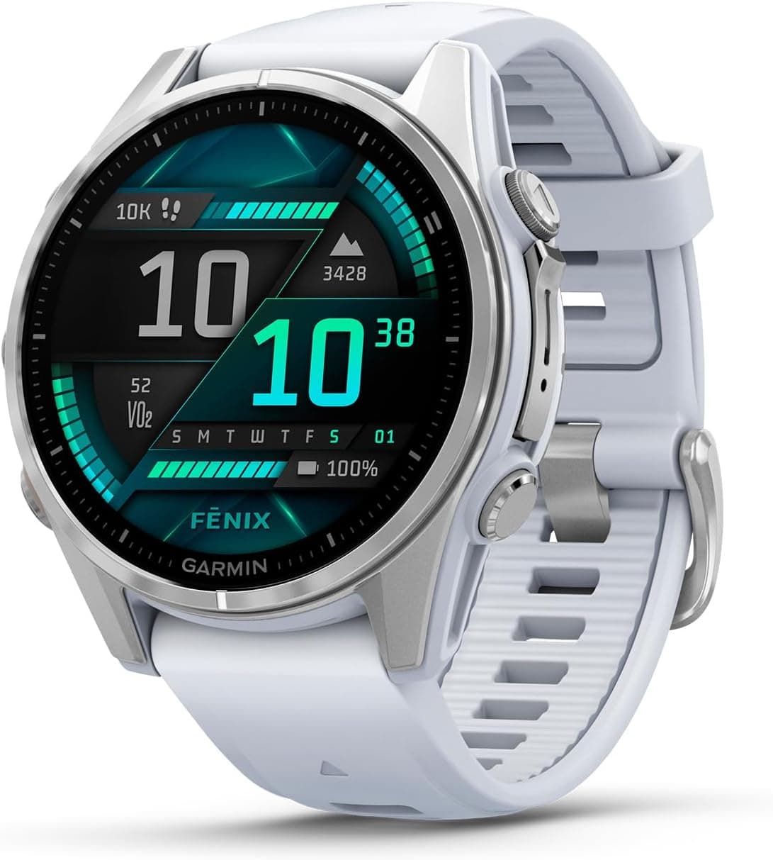 Garmin fGZRD nix ​​8-43 mm, Relógio de alto desempenho GPS multifuncional com ecrã táctil AMOLED, lanterna LED, altifalante e microfone integrados, mapas e até 10 dias de autonomia, branco