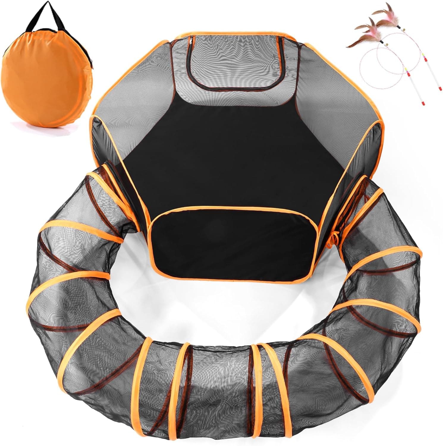 Odoland Túnel grande para gatos, corrente dobrável para animais pequenos, invólucro exterior para gatos, túnel dobrável para cães, interior para Hamster, coelho da índia, coelho