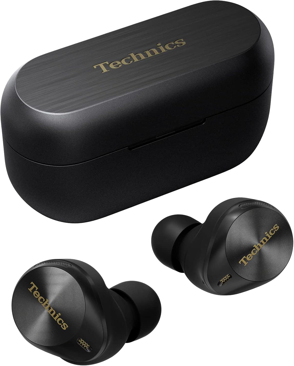 Technics EAH-AZ80E-K Auriculares sem fios com cancelamento de ruído, Bluetooth multiponto 3 dispositivos, confortáveis interrarais, carregamento sem fios, preto
