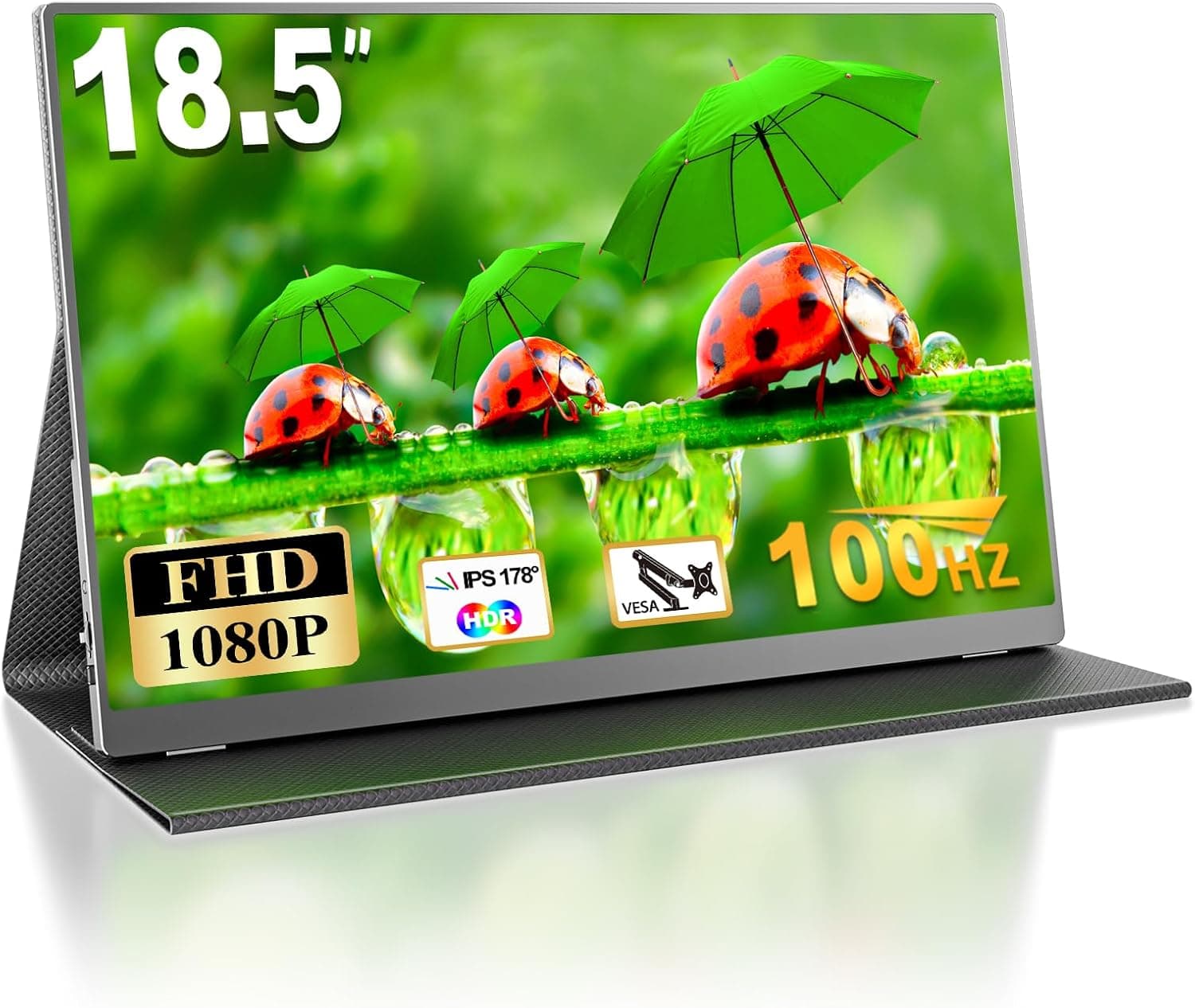 MOMODS Monitor portátil, 18,5 polegadas 100 Hz, monitor de jogo portátil, IPS 1080P FHD ecrã portátil com VESA mini HDMI/USB-C, para computador portátil telemóvel PS5 Xbox