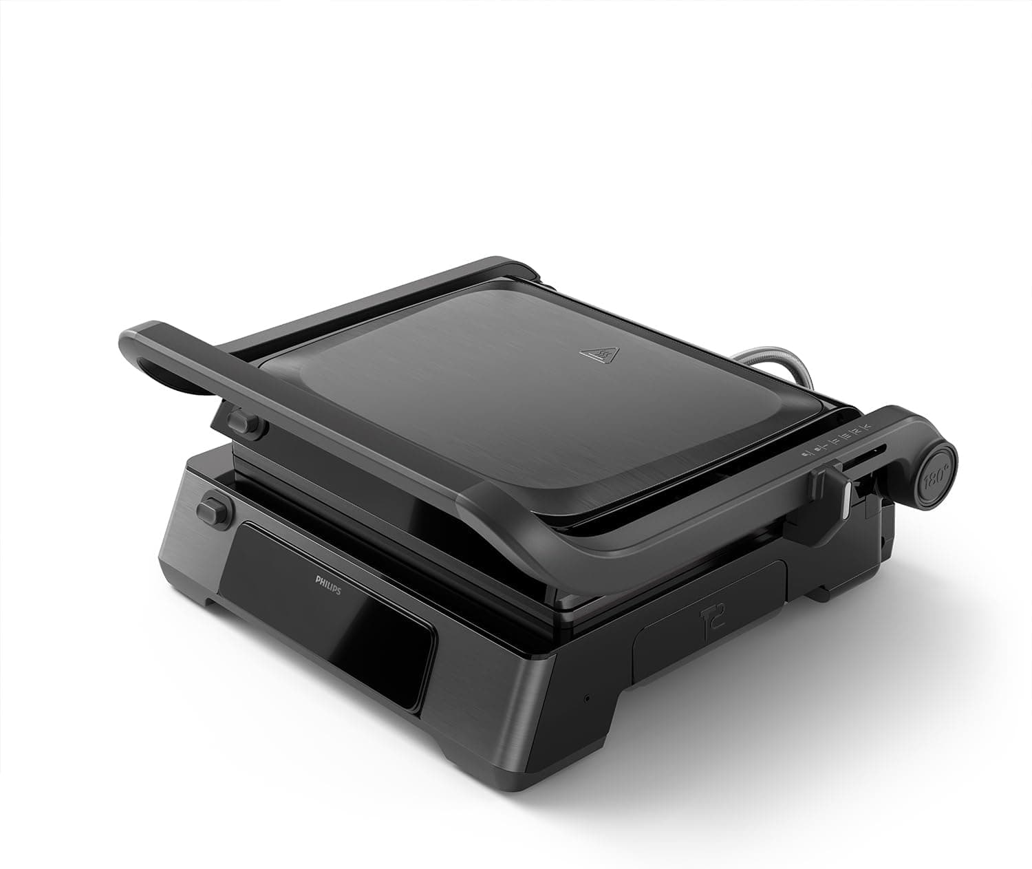 Philips Grill de contacto - Sonda de temperatura e 8 funções predefinidas Grill com grande superfície de grelha, controlo de temperatura digital, fácil de limpar, HD6307/70, preto