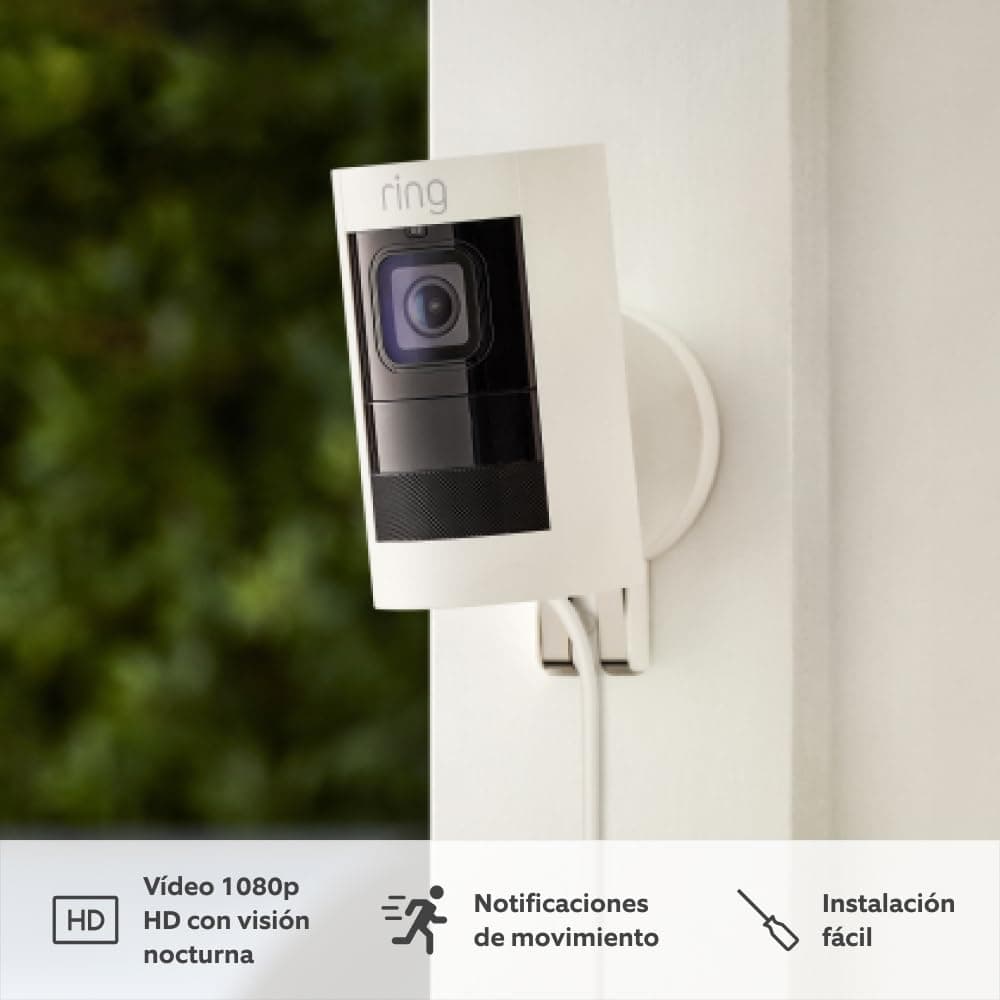 Ring Stick Up Cam Elite | Câmara de vigilância HD com áudio bidirecional e alarme compatível com Alexa