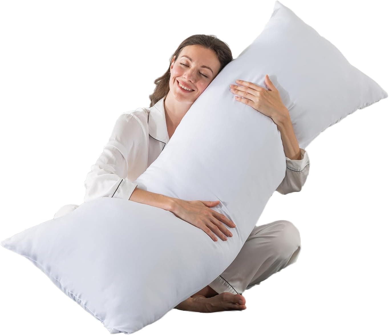 BedTreat Body Pillow | Almofada corporal em poliéster para adultos cor branca