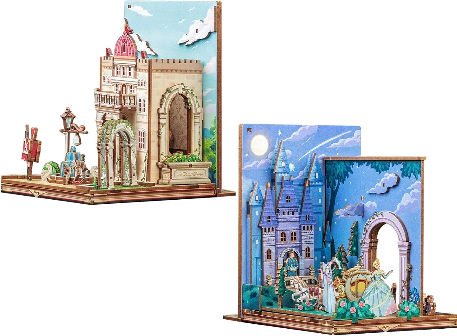 CUTEBEE Book nook Puzzle 3D de madeira para montar, 2 unidades