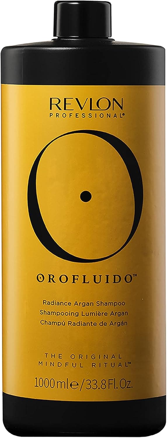 REVLON PROFESSIONAL Orofluido champô radiante de argão, hidrata e suaviza o cabelo, traz brilho intenso e duradouro ao cabelo, fórmula vegana protetora de couro cabeludo, 1000 ml