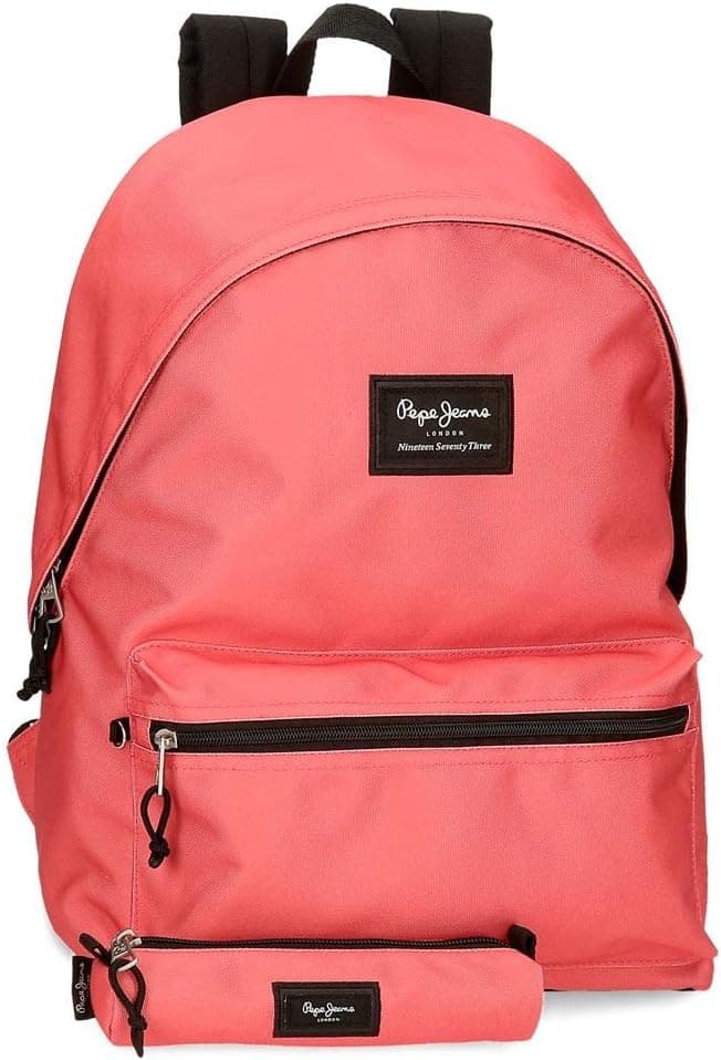 Pepe Jeans Aris Mochila para portátil compartimento duplo portátil 15,6 polegadas 31 x 44 x 17,5 cm mochila escolar poliéster by Joumma Bags, Coral, Mochila + estojo