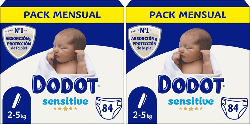 Dodot Sensitive | Fraldas descartáveis tamanho 1 para proteção da pele, 84 unidades