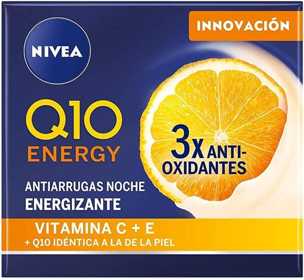NIVEA Q10 Energy creme noturno anti-rugas energizante (50 ml), creme antirrugas para uma pele radiante e de aparência saudável em 8 h, creme reafirmante com antioxidantes