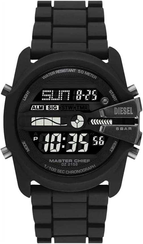 Diesel Master Chief | Relógio masculino digital com bracelete de silicone preto e branco