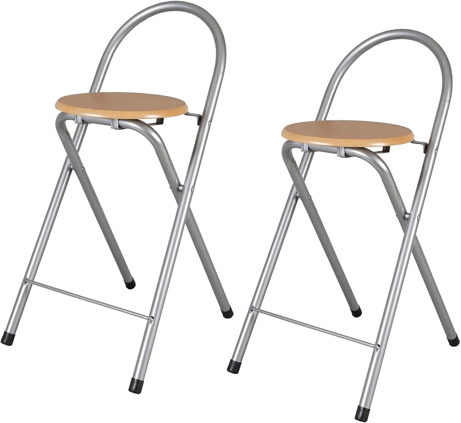thesecrethome.es - Conjunto de 2 ou 4 tamboretes dobráveis com encosto - cadeiras dobráveis de metal e madeira - ideais para cozinha, terraço ou jardim - 80 cm x 40 cm
