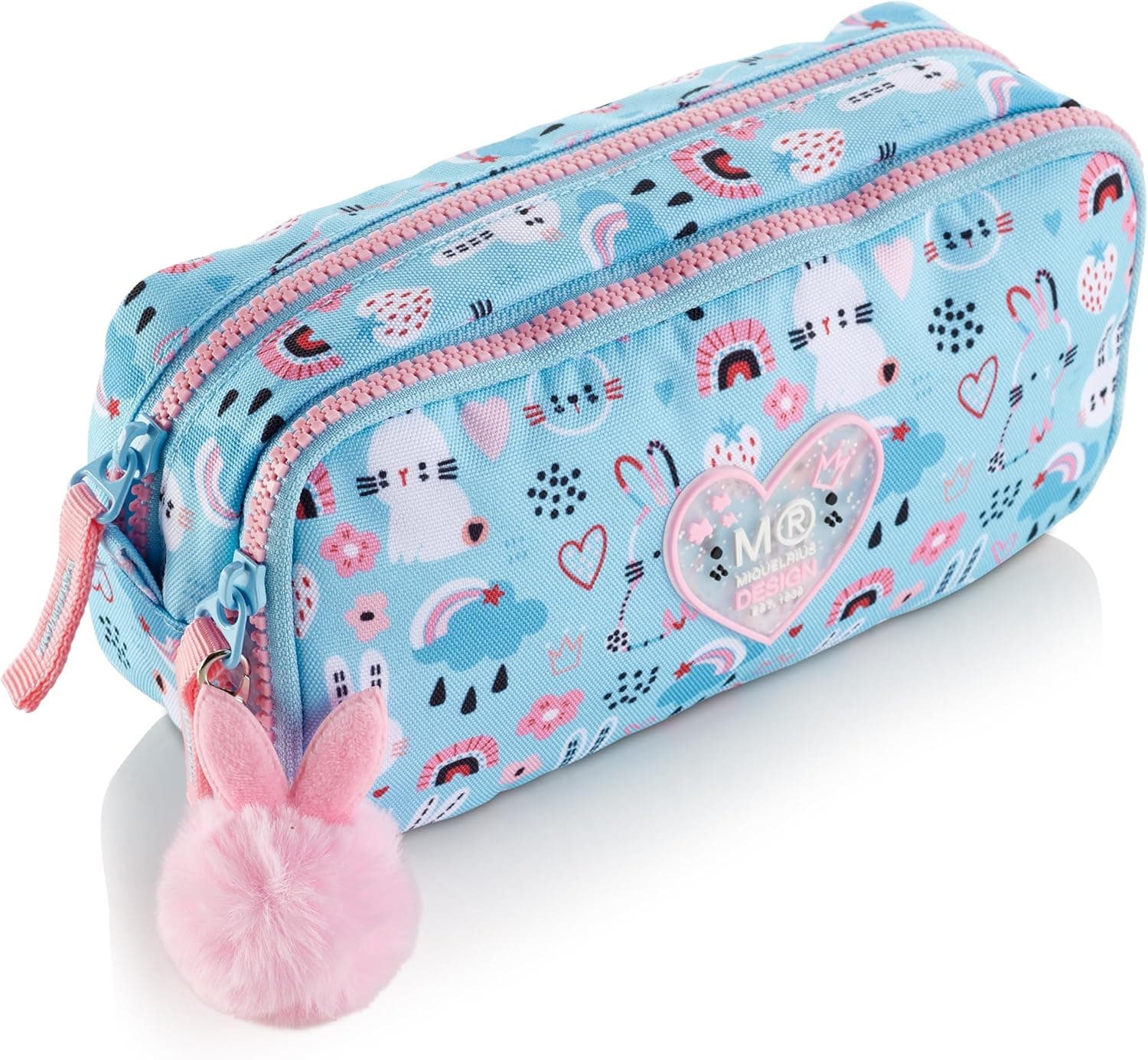 Miquelrius Bunny | Estojo escolar duplo azul feito com garrafas recicladas e fecho de correr