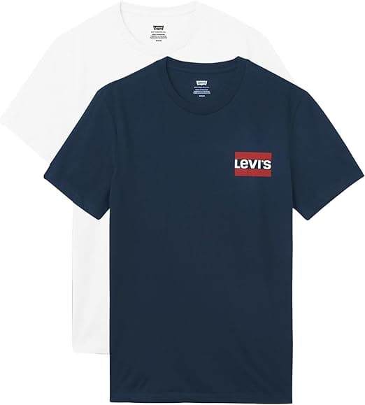 Levi's 2pk Crewneck Graphic BW T-shirt branca para homem, pack de 2