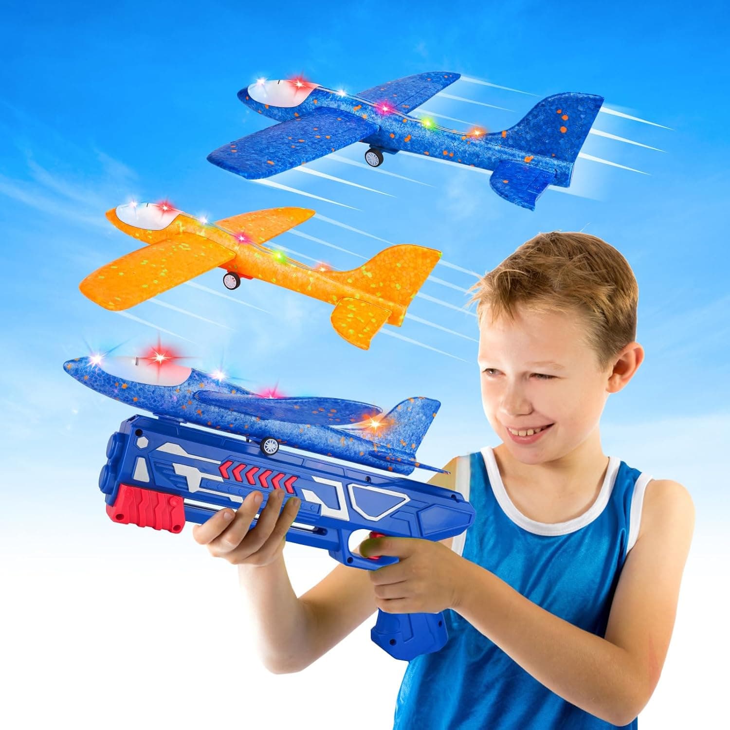 Zero-G Roadster Avion Brinquedo com pistola, aviões de poliespan avião voador planadores espuma cortiça jogo de tiro ao ar livre infantil presente de Natal aniversário páscoa para meninos meninas 3-8