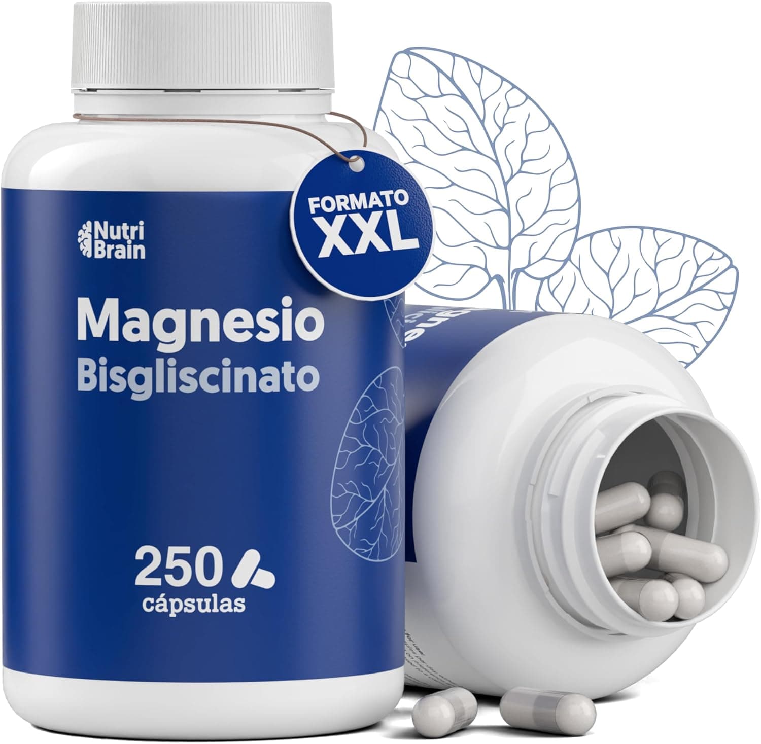 Magnésio Bisglicinato Puro 2000 mg Doses XXL (250 cápsulas), forma recortada para sono de reparação, energia, suporte ósseo-muscular e concentração, máxima biodisponibilidade, sem efeitos laxantes