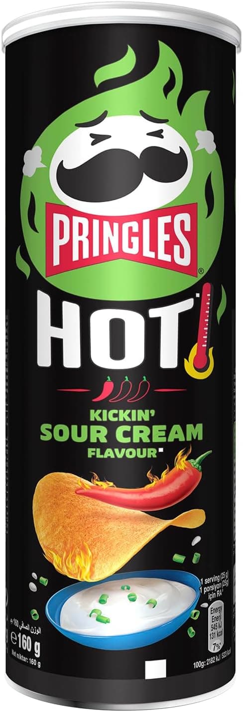 Pringles Flame Kicking Sour Cream | Batatas fritas sabor natas picante, 160 g
