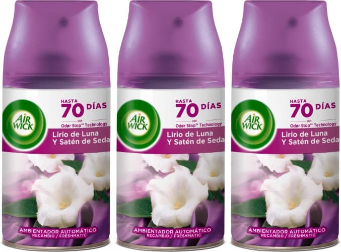 Air Wick Freshmatic | Recarga de ambientador automático com aroma a lírio de lua e cetim de seda para casa, 1 unidade