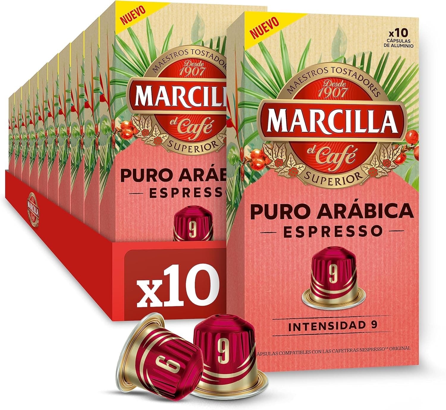 Marcilla Cápsulas de café puro árabe expresso - 100 cápsulas compatíveis Nespresso