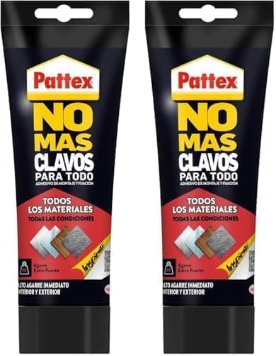 Pattex No Más Clavos HighTack | Cola de montagem resistente à humidade e temperaturas extremas, branco, 2 tubos de 340 g