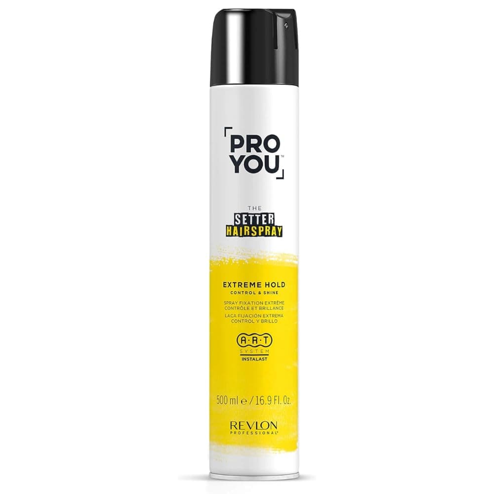 Revlon Professional ProYou Laca de cabelo ultra forte para todos os tipos de cabelo, fixação extrema e brilho, 500 ml, faixa de fixação The Setter